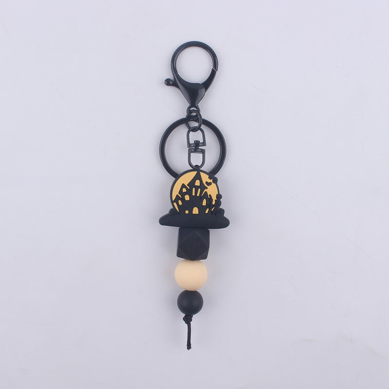 Wholesale Halloween BOO Bat Silicone Handmade Beaded Keychain